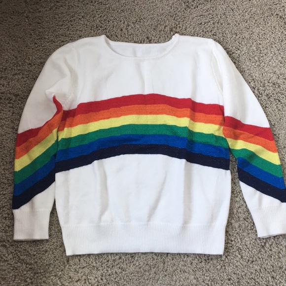 white rainbow sweater
